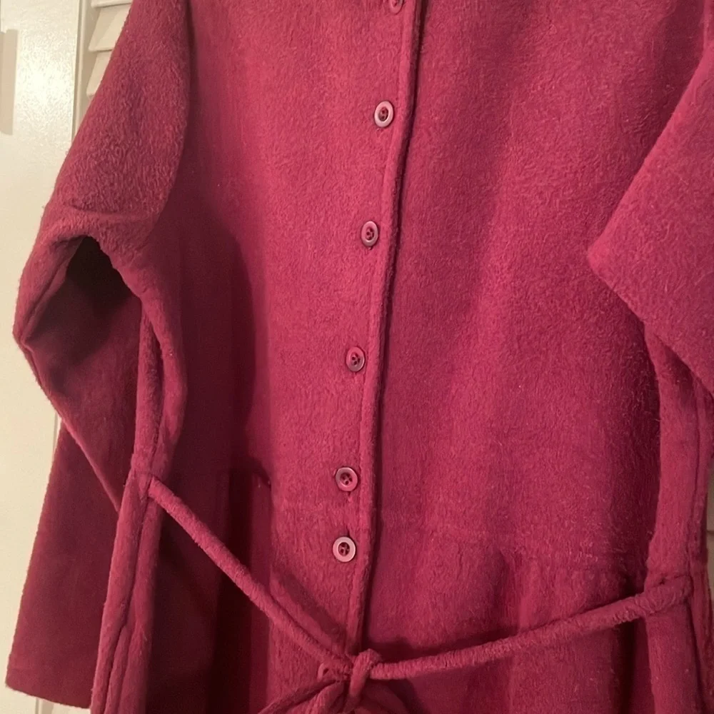 L. L. Bean Rich Burgundy Long Button Down Textured Maxi Sweater Coat Size L